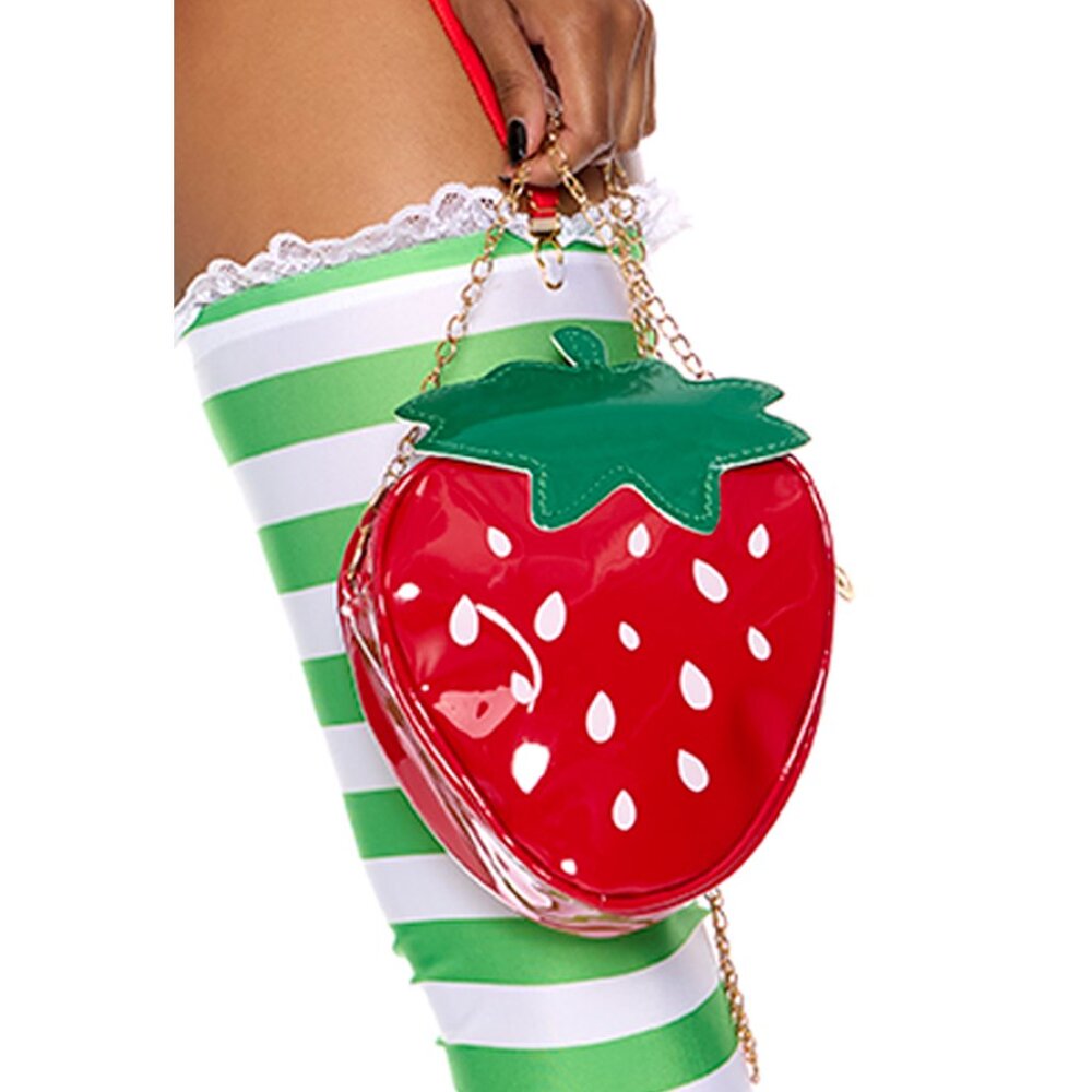 Strawberry Bag Costume Purse with Detachable Chain Strap